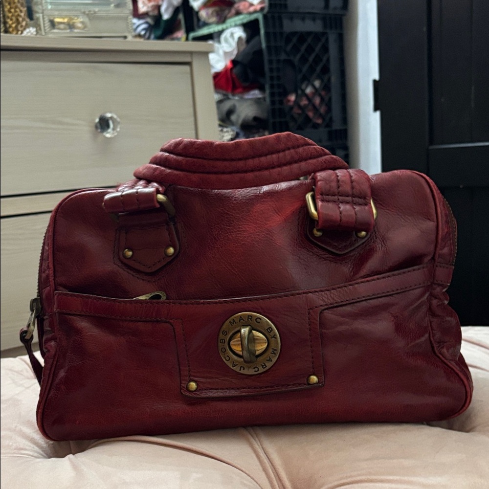 Marc By Marc Jacobs Burgundy /Maroon Leather Satchel